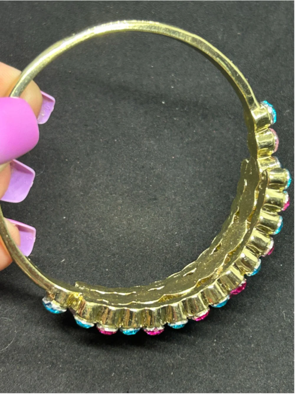 Women's Unbranded Bracelet One Size Gold Pink Blue Rhinestone Bangle